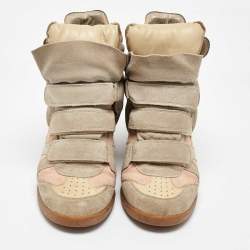 Pre Owned Isabel Marant Multicolor Suede and Leather Bekett Wedge Sneakers Size 40