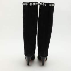 Isabel Marant Black Suede Embellished Knee Length Boots Size 36