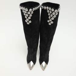 Isabel Marant Black Suede Embellished Knee Length Boots Size 36