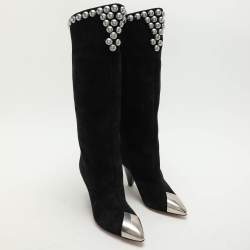 Isabel Marant Black Suede Embellished Knee Length Boots Size 36