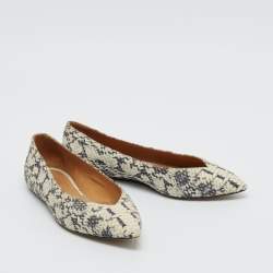 Pre Owned Isabel Marant Grey Python Embossed Leather Ballet Flats Size 39