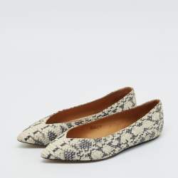 Pre Owned Isabel Marant Grey Python Embossed Leather Ballet Flats Size 39