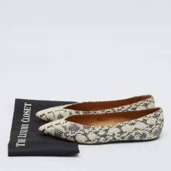 Pre Owned Isabel Marant Grey Python Embossed Leather Ballet Flats Size 39