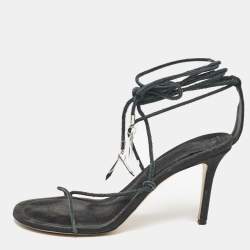 Isabel Marant Green Suede Ankle Wrap Sandals Size 40