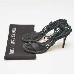 Isabel Marant Green Suede Ankle Wrap Sandals Size 40