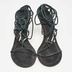 Isabel Marant Green Suede Ankle Wrap Sandals Size 40