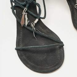 Isabel Marant Green Suede Ankle Wrap Sandals Size 40