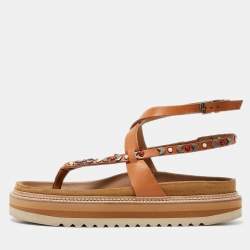 Isabel Marant Brown Leather Elham Flat Sandals Size 40