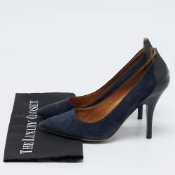 Isabel Marant Navy Blue Suede and Leather Pointed Toe Pumps Size 40