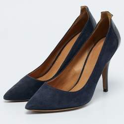 Isabel Marant Navy Blue Suede and Leather Pointed Toe Pumps Size 40