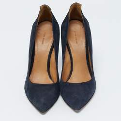 Isabel Marant Navy Blue Suede and Leather Pointed Toe Pumps Size 40