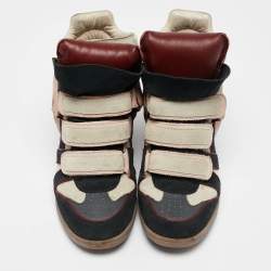 Pre Owned Isabel Marant Multicolor Suede and Leather Bekett Wedge Sneakers Size 37