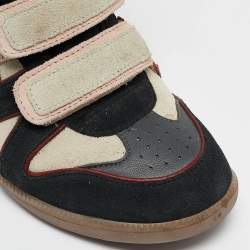 Pre Owned Isabel Marant Multicolor Suede and Leather Bekett Wedge Sneakers Size 37