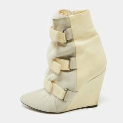 Isabel Marant White Leather And Black Elastic Lashby Ankle Boots Size 40 Isabel Marant TLC