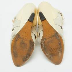 Pre Owned Isabel Marant Cream Leather, Suede and Calf Hair Scarlet Wedge Ankle Boots Size 40