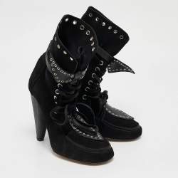 Isabel Marant Black Suede Milla Eyelet Ankle Boots Size 39