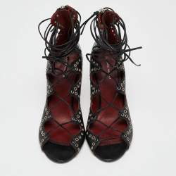 Isabel Marant Black Leather Eyelet Embellished Lace Up Lelie Sandals Size 36