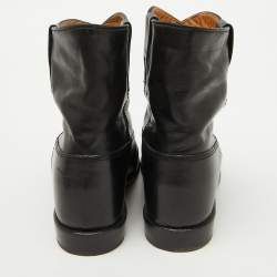Isabel Marant Black Leather Ankle Length Boots Size 38