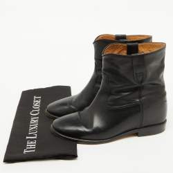 Isabel Marant Black Leather Ankle Length Boots Size 38