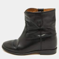 Isabel Marant Black Leather Ankle Length Boots Size 38