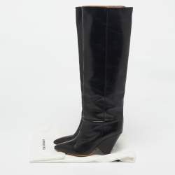 Pre Owned Isabel Marant Black Leather Knee Length Boots Size 41