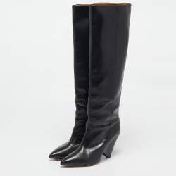 Pre Owned Isabel Marant Black Leather Knee Length Boots Size 41