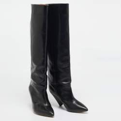 Pre Owned Isabel Marant Black Leather Knee Length Boots Size 41
