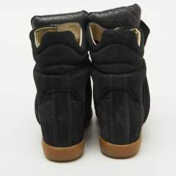 Pre Owned Isabel Marant Black Suede and Leather Bekett Wedge Sneakers Size 40