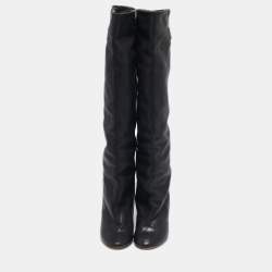 Isabel Marant Black Leather Knee Length Boots Size 38