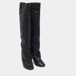 Isabel Marant Black Leather Knee Length Boots Size 38