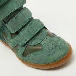 Pre Owned Isabel Marant Green Suede and Leather Bekett Wedge Sneakers Size 41