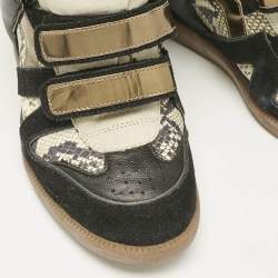 Isabel Marant Multicolor Python Embossed Leather and Suede Bekett Wedge Sneakers Size 40
