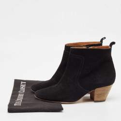 Pre Owned Isabel Marant Black Suede Dicker Ankle Length Boots Size 37