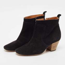 Pre Owned Isabel Marant Black Suede Dicker Ankle Length Boots Size 37