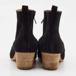 Pre Owned Isabel Marant Black Suede Dicker Ankle Length Boots Size 37