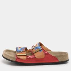 Isabel Marant Multicolor Leather Lelik Buckle Embellished Flat Size 37