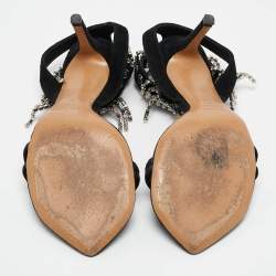 Isabel Marant Black Suede Crystal Embellished Ankle Strap Sandals Size 38