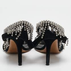 Isabel Marant Black Suede Crystal Embellished Ankle Strap Sandals Size 38
