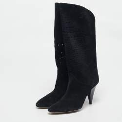 Isabel Marant Black Suede Midcalf Boots Size 41 