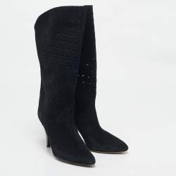 Isabel Marant Black Suede Midcalf Boots Size 41 