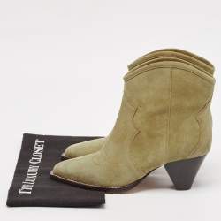Isabel Marant Beige Suede Dicker Ankle Length Boots Size 38
