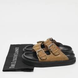 Isabel Marant Beige Suede Buckle Flat Sandals Size 36