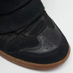 Pre Owned Isabel Marant Black Suede and Leather Bekett Wedge Sneakers Size 36
