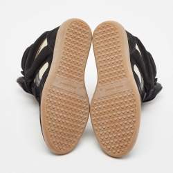 Pre Owned Isabel Marant Black/White Suede and Leather Bekett Wedge Sneakers Size 38