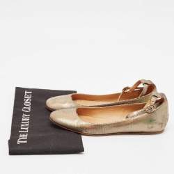 Isabel Marant Metallic Suede Ankle Strap Ballet Flats Size 38