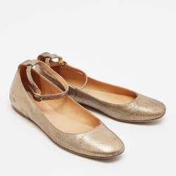Isabel Marant Metallic Suede Ankle Strap Ballet Flats Size 38