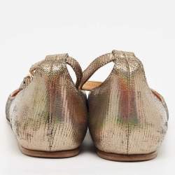 Isabel Marant Metallic Suede Ankle Strap Ballet Flats Size 38