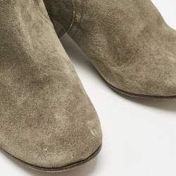 Isabel Marant Olive Green Suede Dicker Ankle Boots Size 37