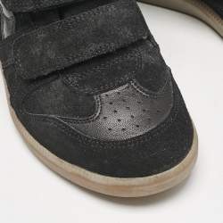 Pre Owned Isabel Marant Black Suede Leather Bekett Wedge High Top Sneakers Size 38