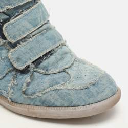 Pre Owned Isabel Marant Faded Blue Denim Wedge Sneakers Size 40